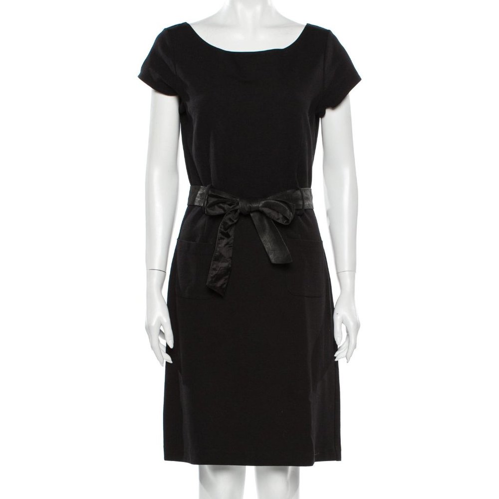 THEORY Black Bateau Neckline Knee-Length Dress M
